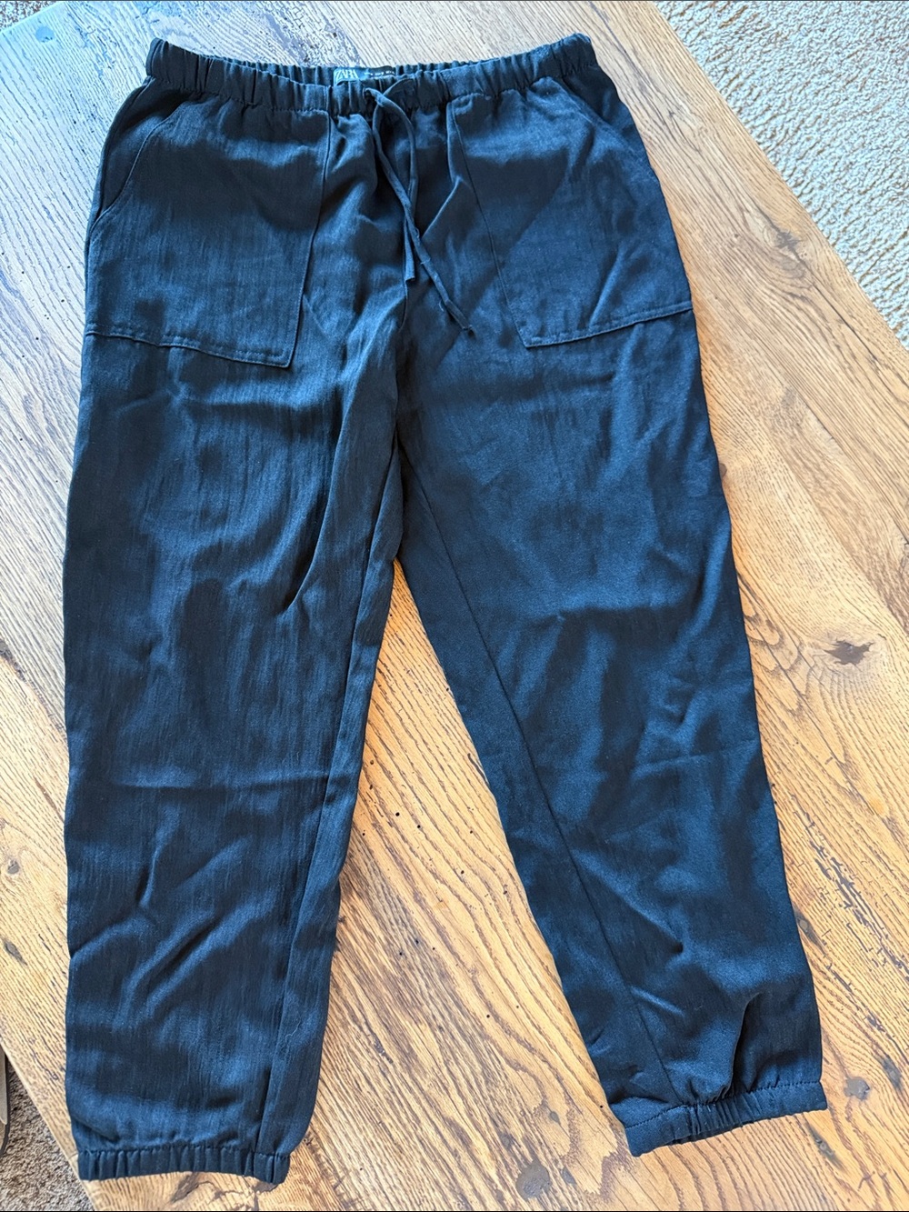 Zara Black Elastic Waist Trousers